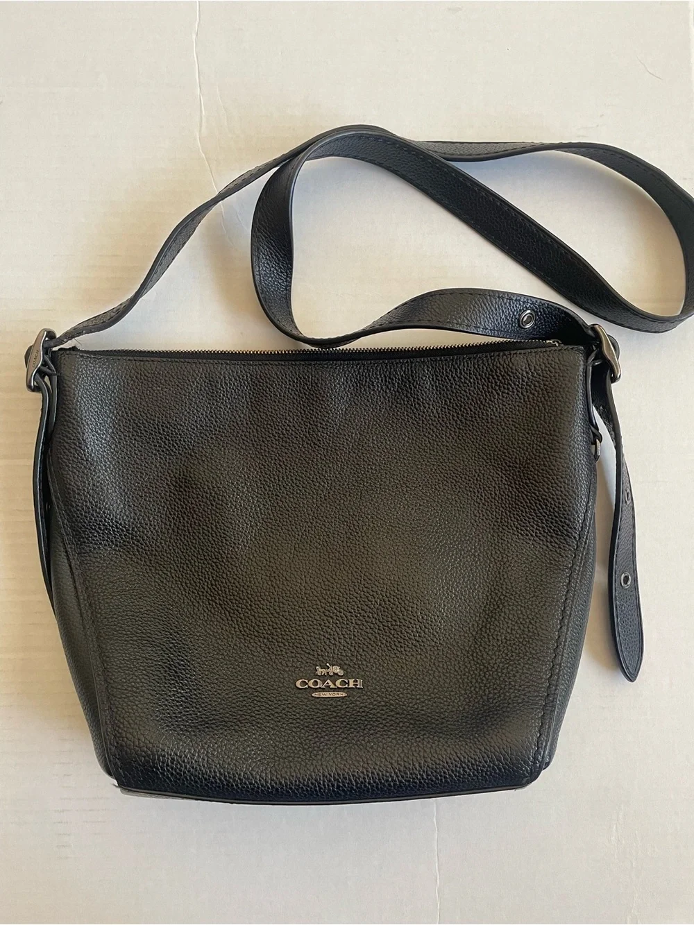 Coach 21377 Crossbody Bag Women Small Black Pebbled Leather